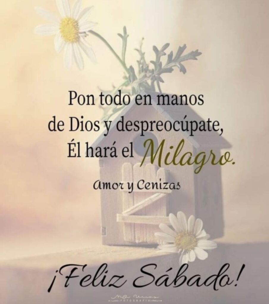 Pon todo en manos de Dios y despreocúpate, Él hará el milagro. ¡Feliz Sábado!