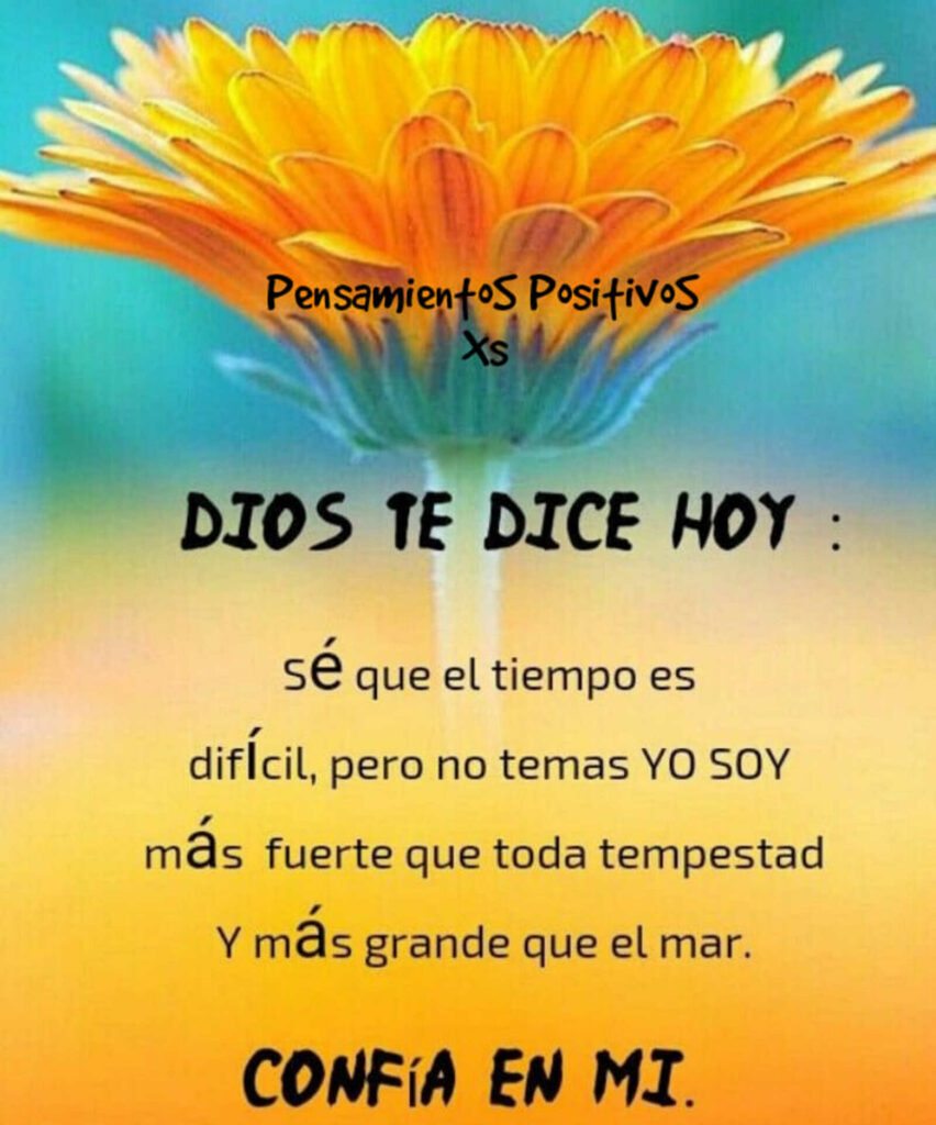 DIOS TE DICE HOY: Sé que el tiempo es difícil, pero no temas yo soy más fuerte que toda tempestad y más grande que el mar. CONFIA EN MI