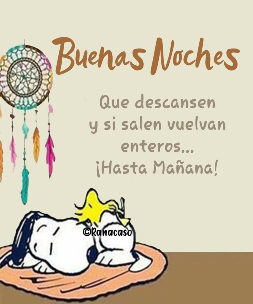 Buenas Noches. Que descansen y si salen vuelvan enteros... ¡Hasta Mañana! (Snoopy)