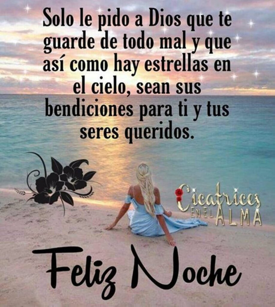 Solo le pido a Dios que te guarde de todo mal y que así como hay estrellas en el cielo, sean sus bendiciones para ti y tus seres queridos. Feliz Noche