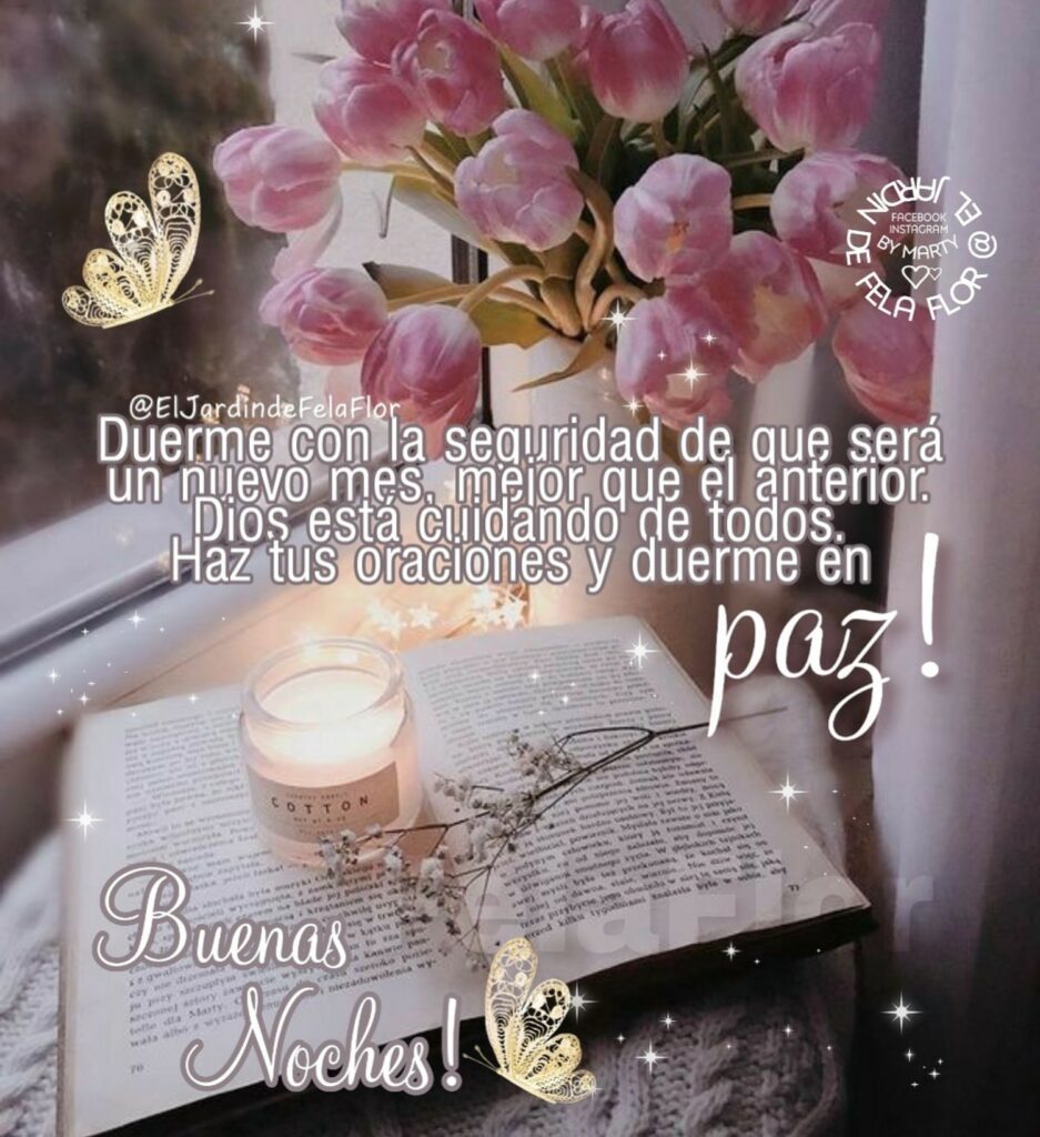 Duerme con la seguridad de que será un nuevo mes, mejor que el anterior. Dios está cuidando de todos, haz tus oraciones y duerme en PAZ! Buenas Noches!