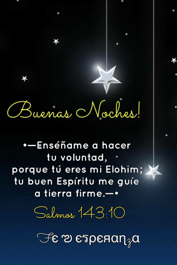 Buenas Noches! "Enseñame a hacer tu voluntad, porque tú eres mi Elohim; tu buen Espíritu me guíe a tierra firme." - Salmos 143:10