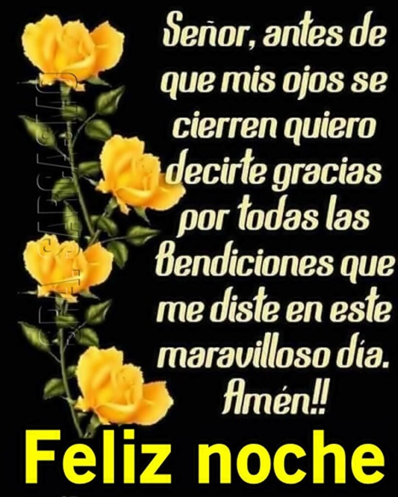 Señor, antes de que mis ojos se cierren quiero decirte gracias por todas las Bendiciones que me diste en este maravilloso día. Amén!! Feliz Noche