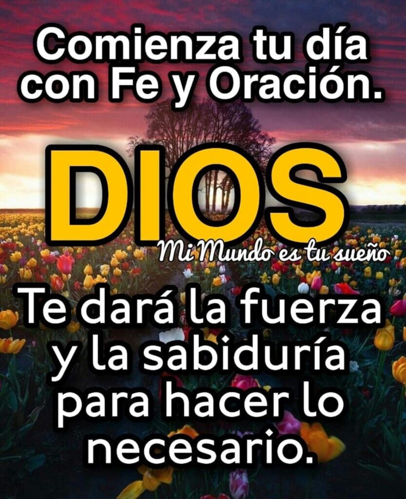 Comienza tu día con Fe y Oración. DIOS te dará la fuerza y la sabiduría para hacer lo necesario. (Mi mundo es tu sueño)