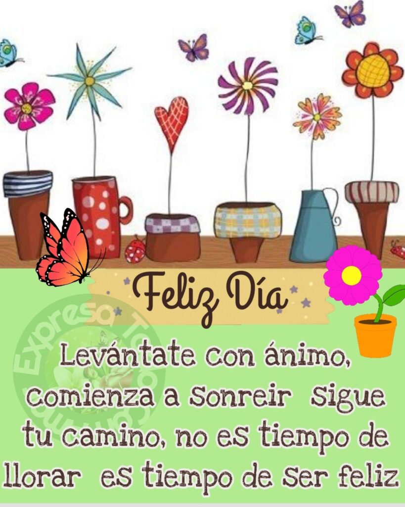 Feliz Día. Levántate con ánimo, comienza a sonreir sigue tu camino, no es tiempo de llorar es tiempo de ser feliz.