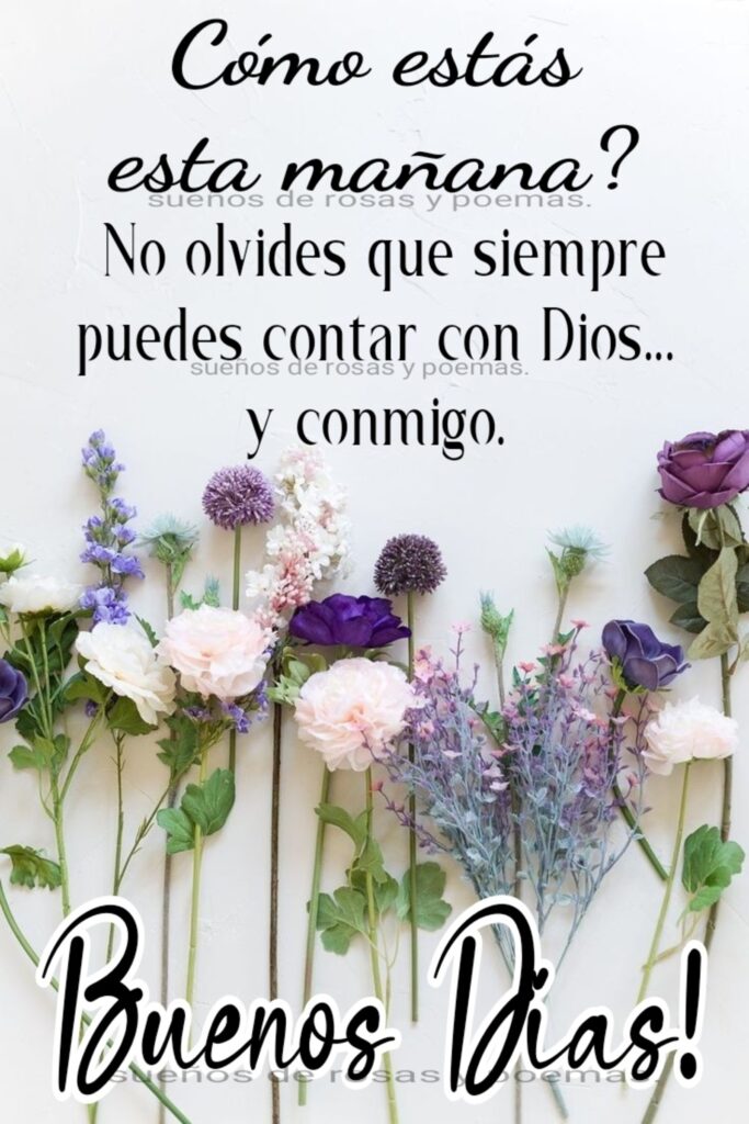 Cómo estás esta mañana? No olvides que siempre puedes contar con Dios... y conmigo. Buenos Días!