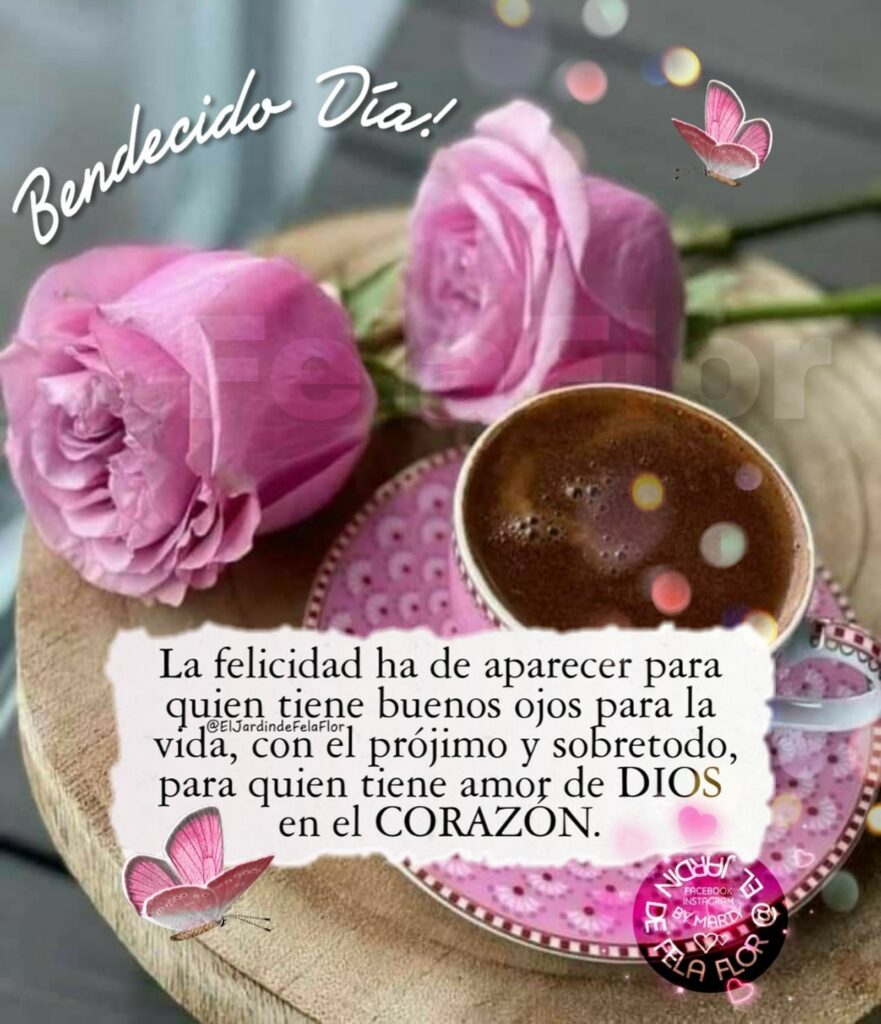 Bendecido día! La felicidad ha de aparecer para quien tiene buenos ojos para la vida, con el prójimo y sobretodo, para quien tiene amor de Dios en el corazón.