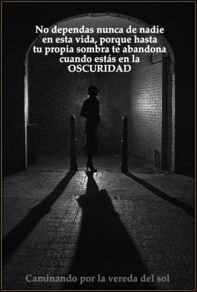 No dependas nunca de nadie es esta vida, porque hasta tu propia sombra te abandona cuando estás en la OSCURIDAD (Caminando por la vereda del sol)