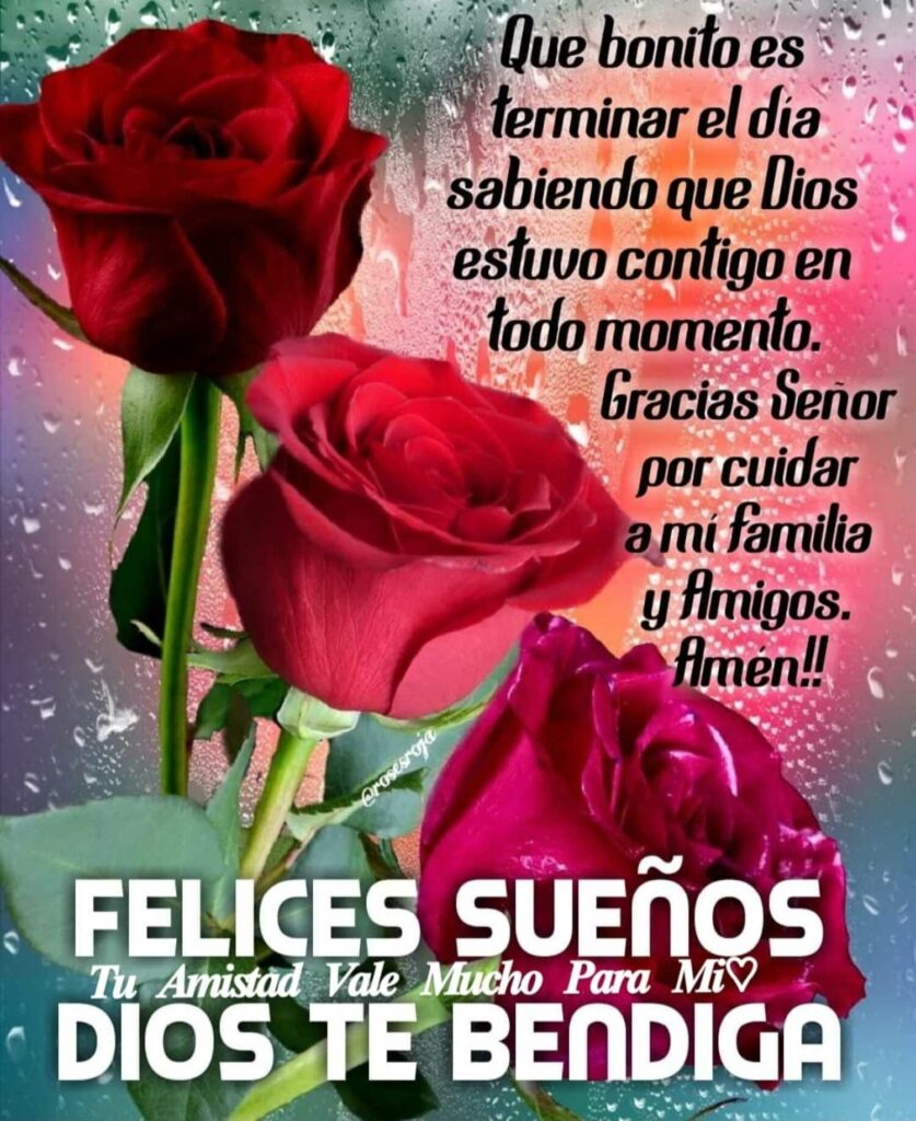 Que bonito es terminar el día sabiendo que Dios estuvo contigo en todo momento. Gracias Señor por cuidar a mi familia y amigos. Amén!! FELICES SUEÑOS, DIOS TE BENDIGA