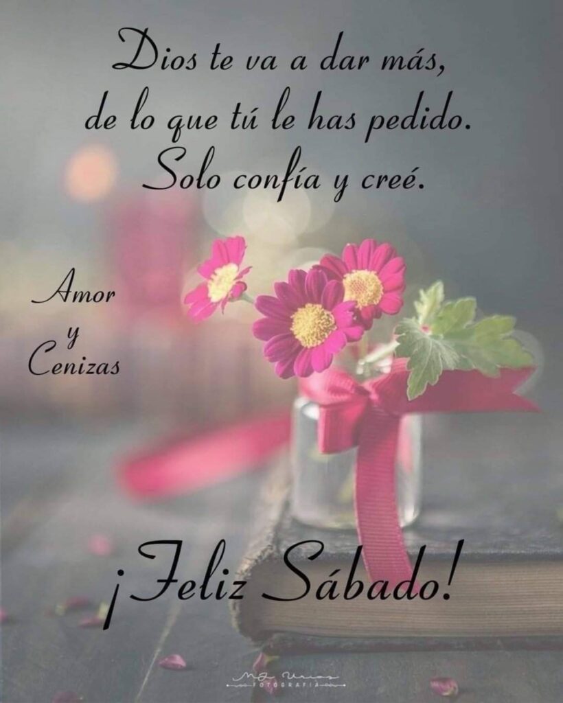 Dios te va a far más, de lo que tú le has pedido. Solo confía y creé. ¡Feliz Sábado!