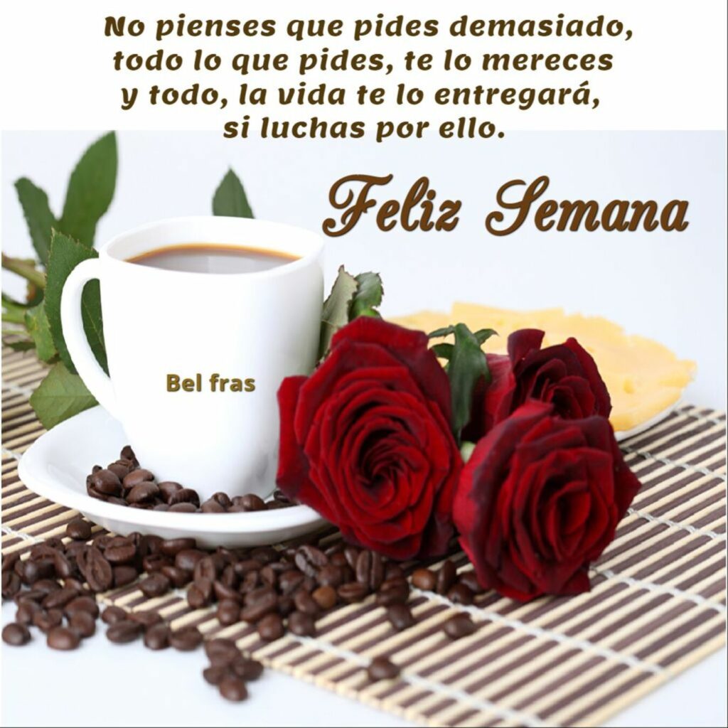 No pienses que pides demasiado, todo lo que pides, te lo mereces y todo, la vida te lo entegrerá, si luchas por ello. Feliz Semana (Bel fras)