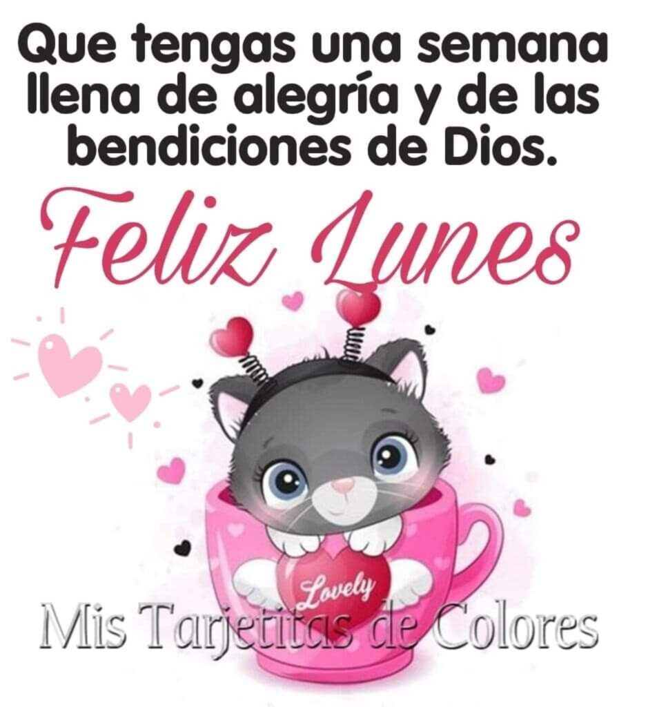 Que tengas una semana llena de alegría y de las bendiciones de Dios. Feliz Lunes