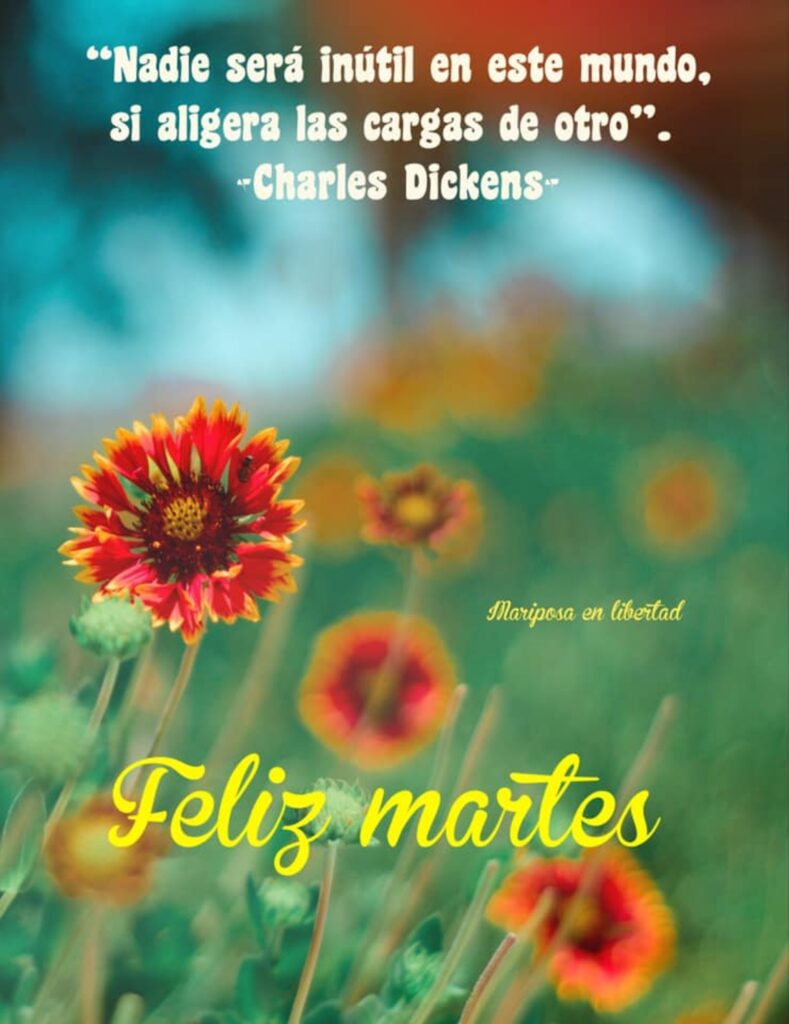 Nadie será inútil en este mundo, si aligera las cargas de otro. (Charles Dickens) Feliz martes