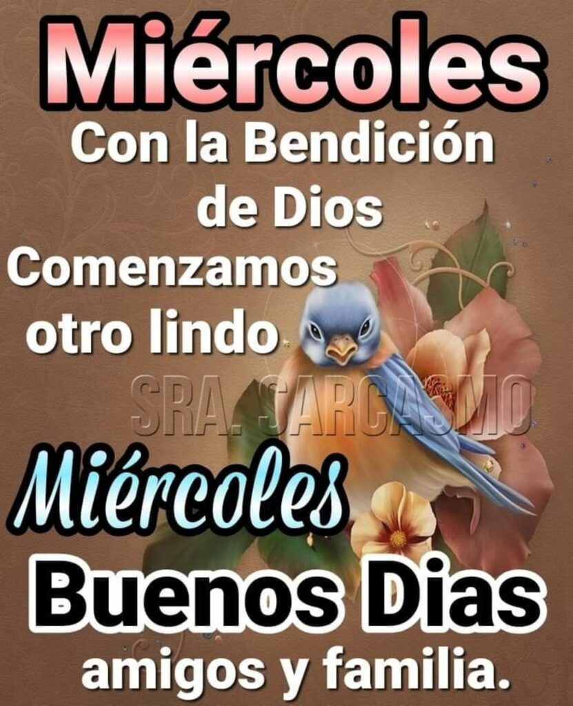 Miércoles con la benedición de Dios, comenzamos otro lindo Miércoles. Buenos Días amigos y familia. (sra.sarcasmo)