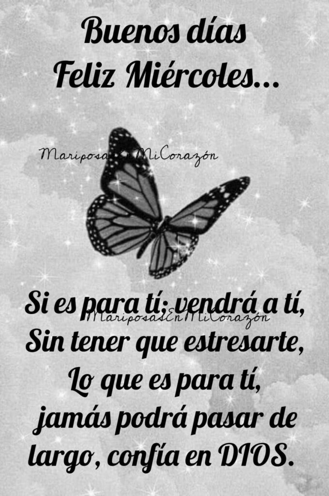 Buenos días Feliz Miércoles... Si es para tí; vendrá a tí, Sin tener que estresarte, Lo que es para tí, jamás podrá pasar de largo, confía en DIOS.