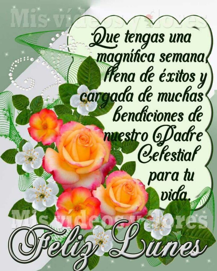 Que tengas una magnífica semana llena de éxitos y cargada de muchas bendiciones de nuestro Padre Celestial para tu vida. Feliz Lunes