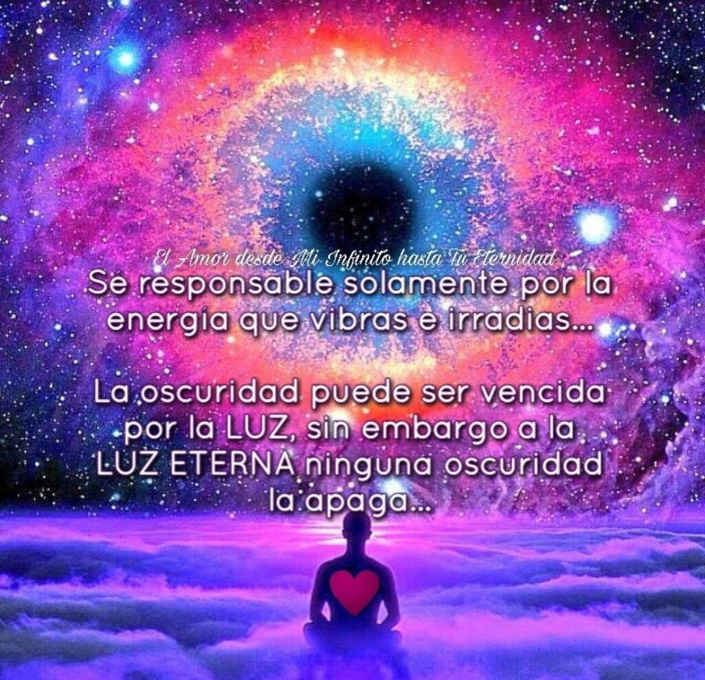 Se responsable solamente por la energia que vibras e irradias... La oscuridad puede ser vencida por la luz, sin embargo a la luz eterna, ninguna oscuridad la apaga...