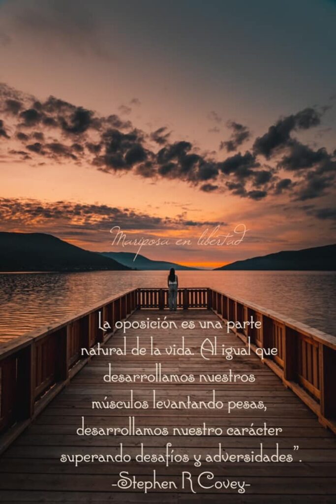 La oposición es una parte natural de la vida. Al igual que desarollamos nuestros  músculos levantando pesas, desarrollamos nuestros carácter superando desafios y adversidades. (Stephen R Covey)