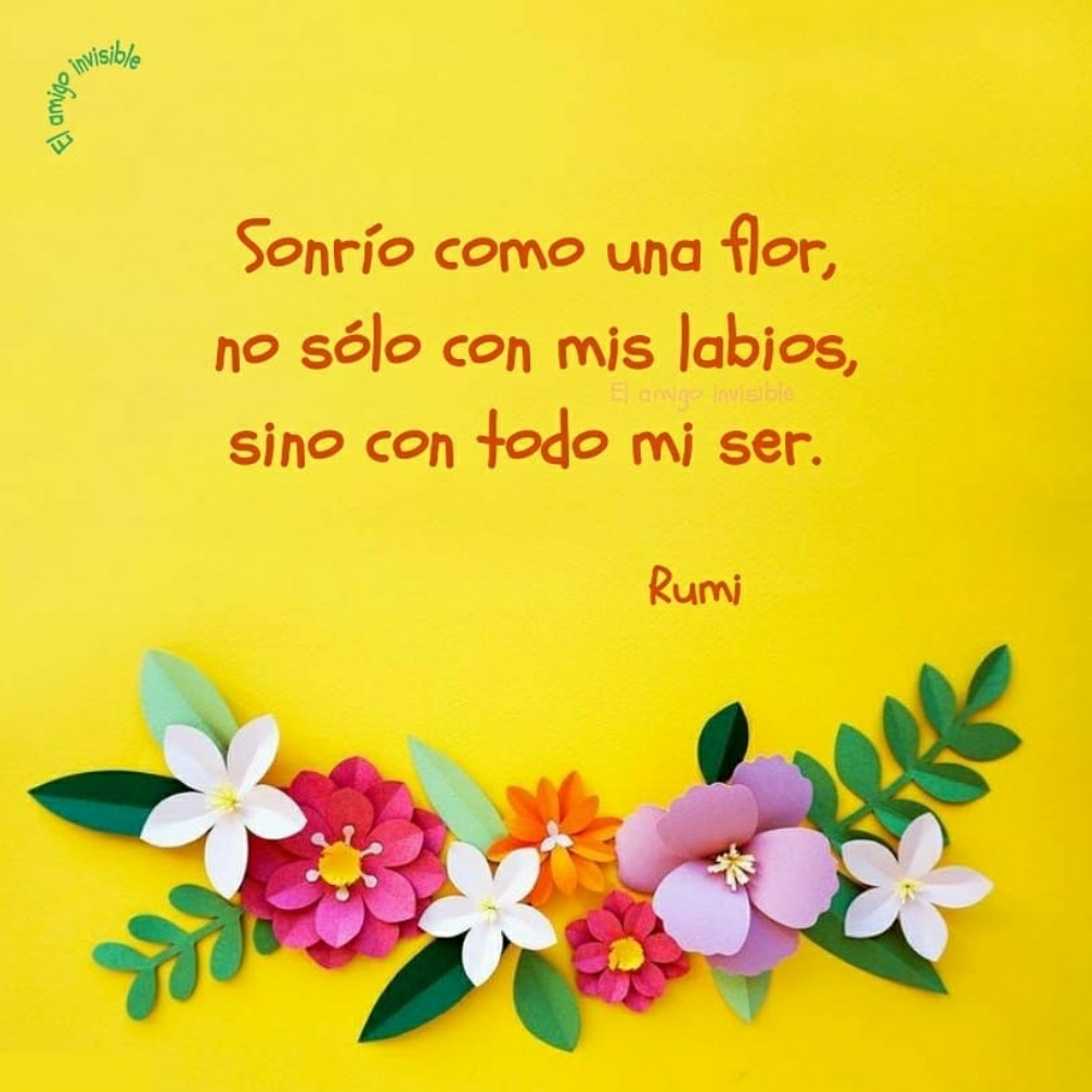 Sonrío como una flor, no sólo con mis labios, sino con todo mi ser. (Rumi)