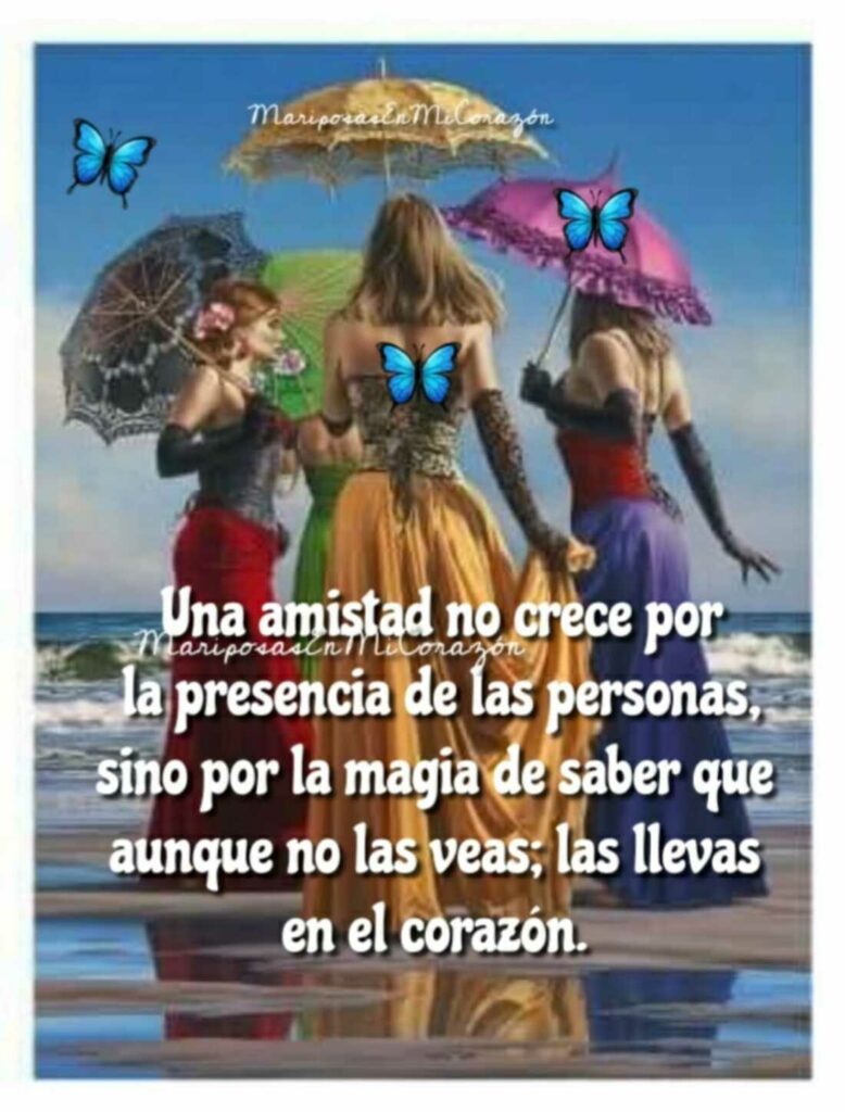 Una amistad no crece por la presencia de las personas, sino por la magia de saber que aunque no las veas; las llevas en el corazón.