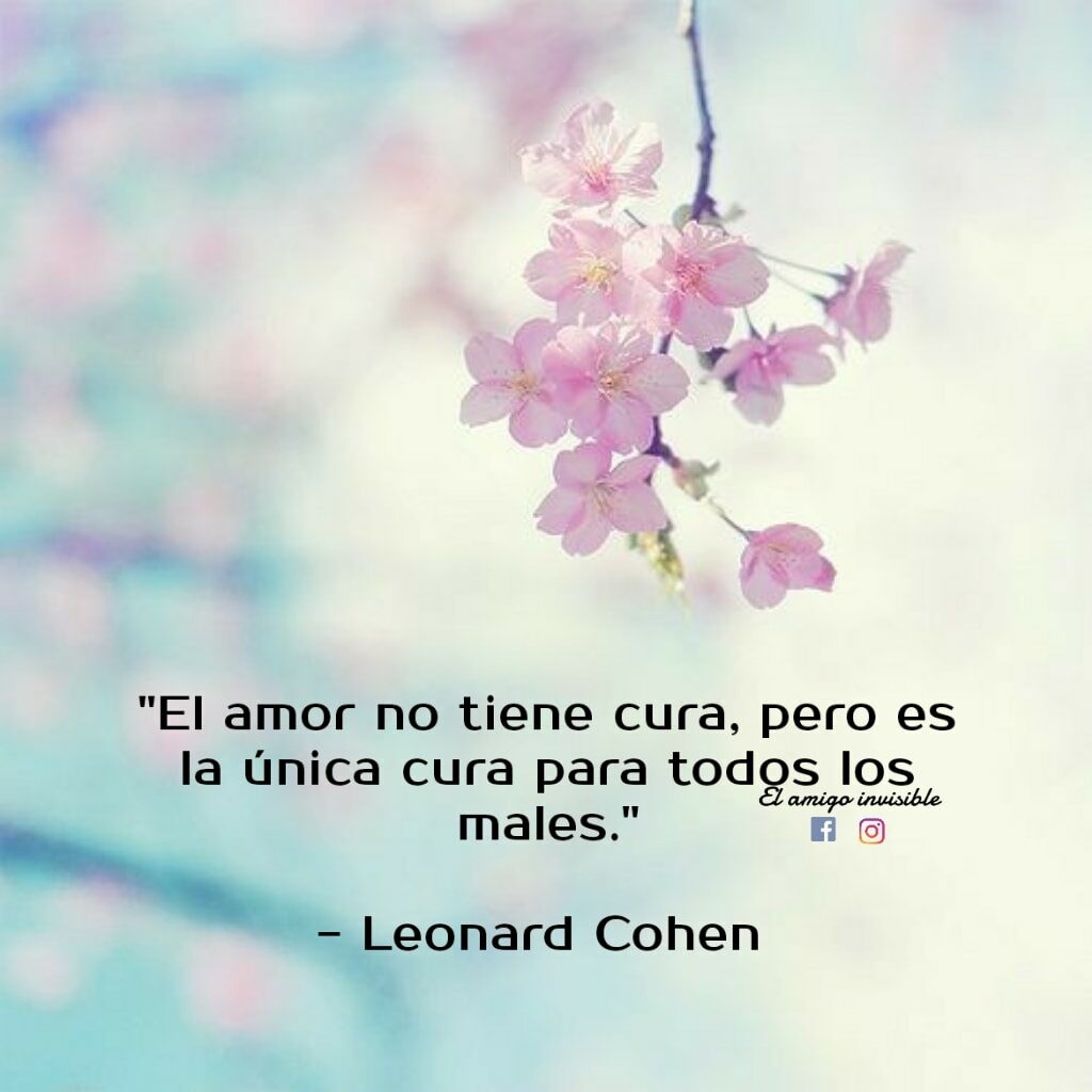 El amor no tiene cura, pero es la única cura para todos los males. (Leonard Cohen)