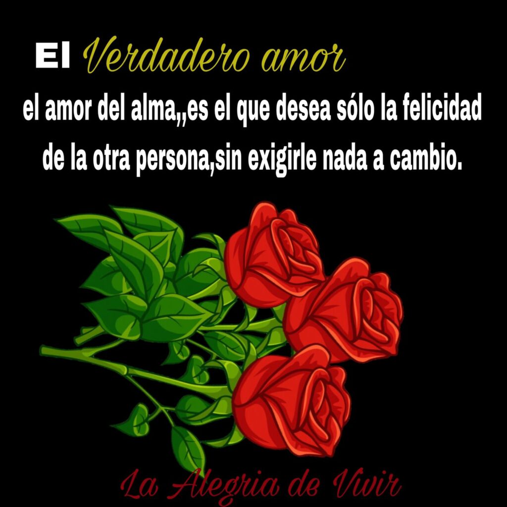 El verdadero amor: El amor del alma, es el que desea sólo la felicidad de la otra persona, sin exigirle nada a cambio.