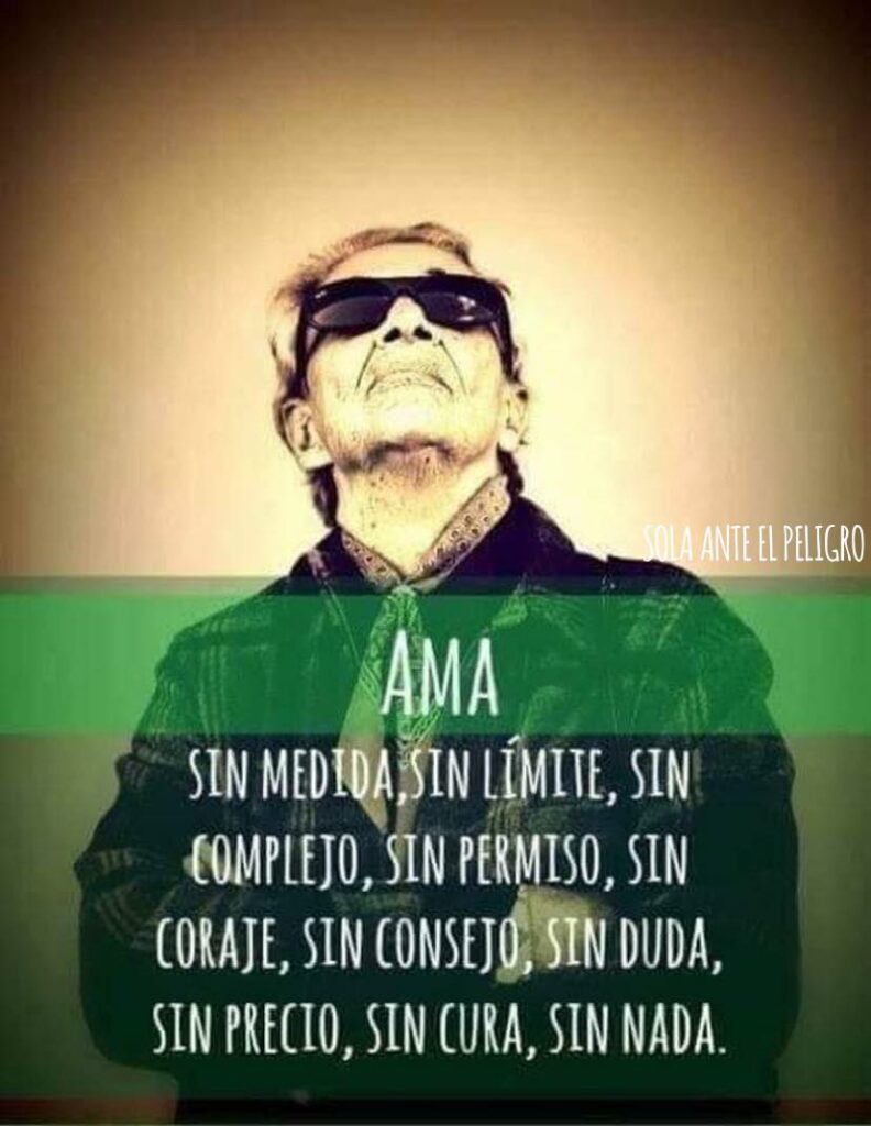 Ama sin medida, sin límite, sin complejo, sin permiso, sin coraje, sin consejo, sin duda...