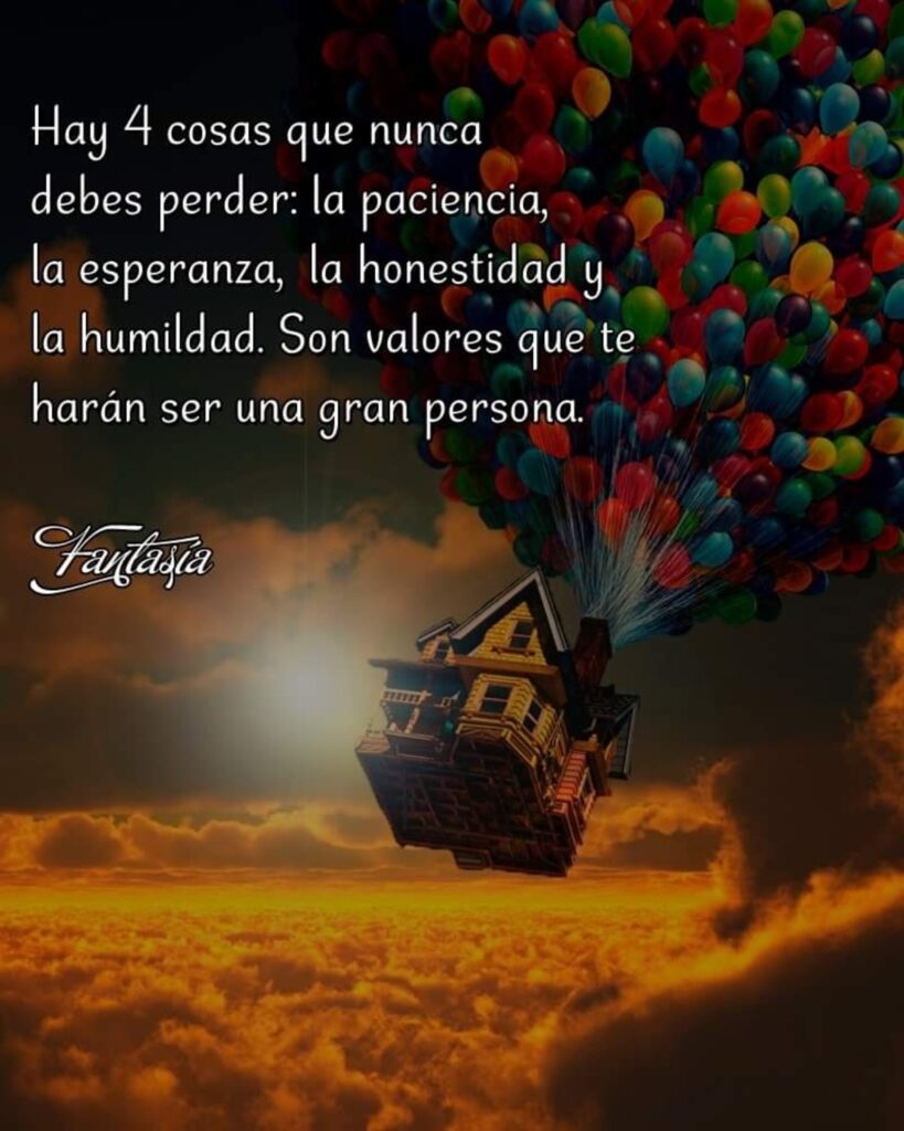 Hay 4 cosas que nunca debes perder: la paciencia, la esperanza, la honestidad y la humildad. Son valores que te harán ser una gran persona. (Fantasía)