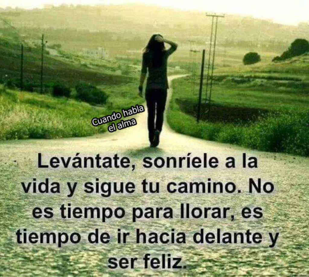 Levántate, sonríele a la vida y sigue tu camino. No es tiempo para llorar, es tiempo de ir hacia delante y ser feliz...