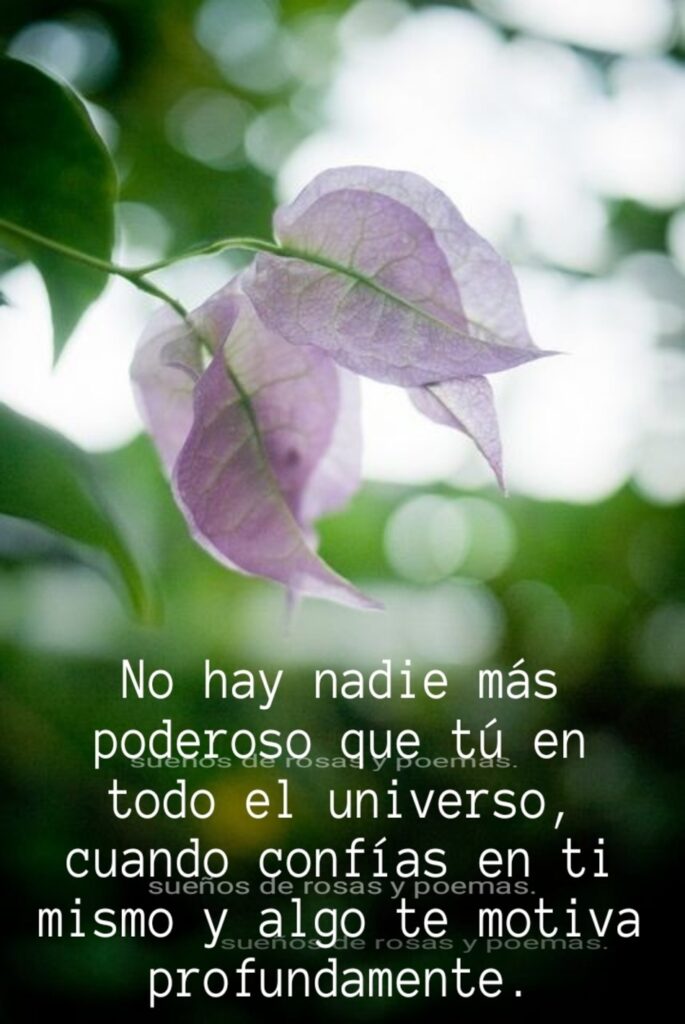 No hay nadie más poderoso que tú en todo el universo, cuando confías en ti mismo y algo te motiva profundamente.