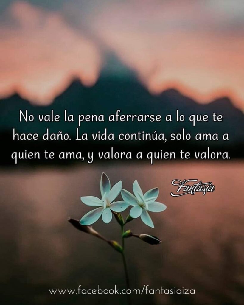 No vale la pena aferrarse a lo que te hace faño. La vida continua, solo ama a quien te ama, y valora a quien te valora. 