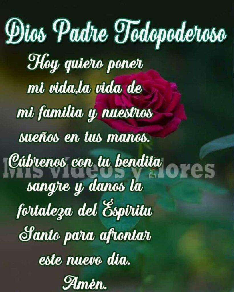 Dios Padre Todopoderoso, hoy quiero poner mi vida, la vida de mi familia y nuestros sueños en tus manos...