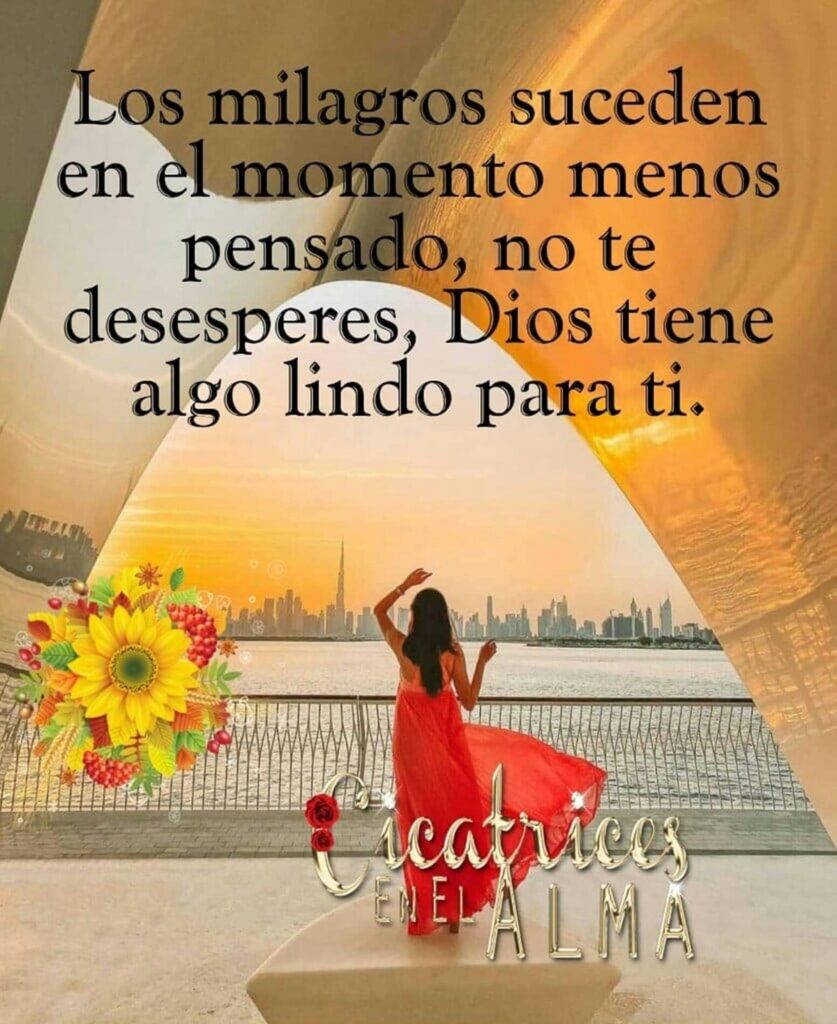 Los milagros suceden en el momento menos pensado, no te desesperes, Dios tiene algo lindo para ti.