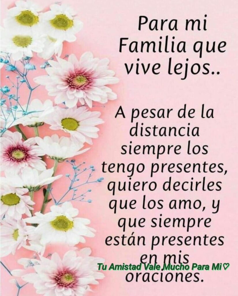 Para mi familia que vive lejos... A pesar de la distancia siempre los tengo presentes, quiero decirles que los amo, y que siempre están presentes en mis oraciones. (Tu amistad vale mucho para mi)