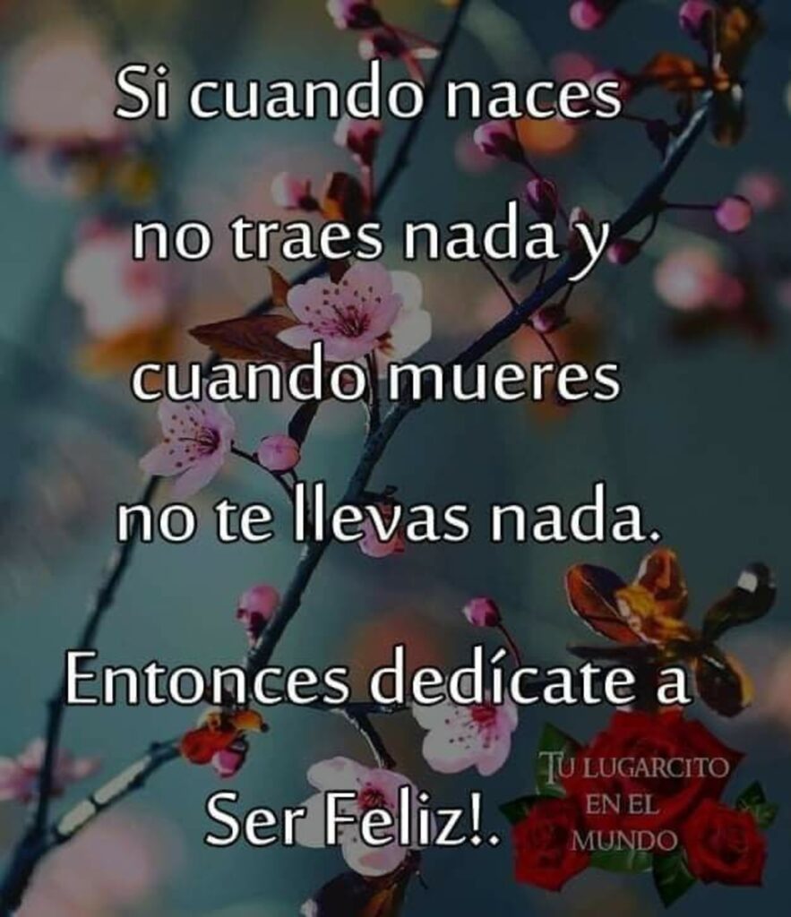 Si cuando naces no traes nada y cuando mueres no te llevas nada. Entonces dedícate a ser feliz! (Tu lugarcito en el mundo)