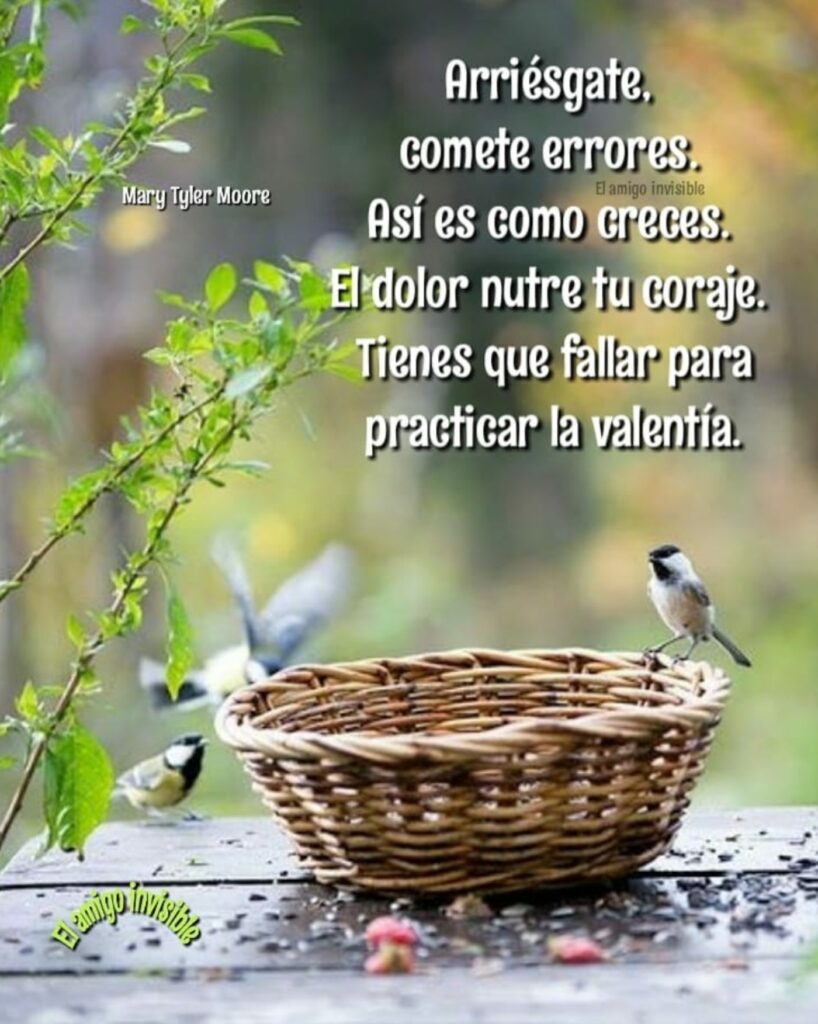 Arriésgate, comete errores. Así es como creces. El dolor nutre tu coraje. Tienes que fallar para practicar la valentía. (Mary Tiger Moore)