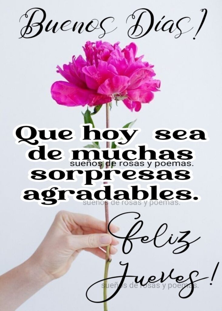 Buenos Días ! Que hoy sea de muchas sorpresas agradables. Feliz Jueves !