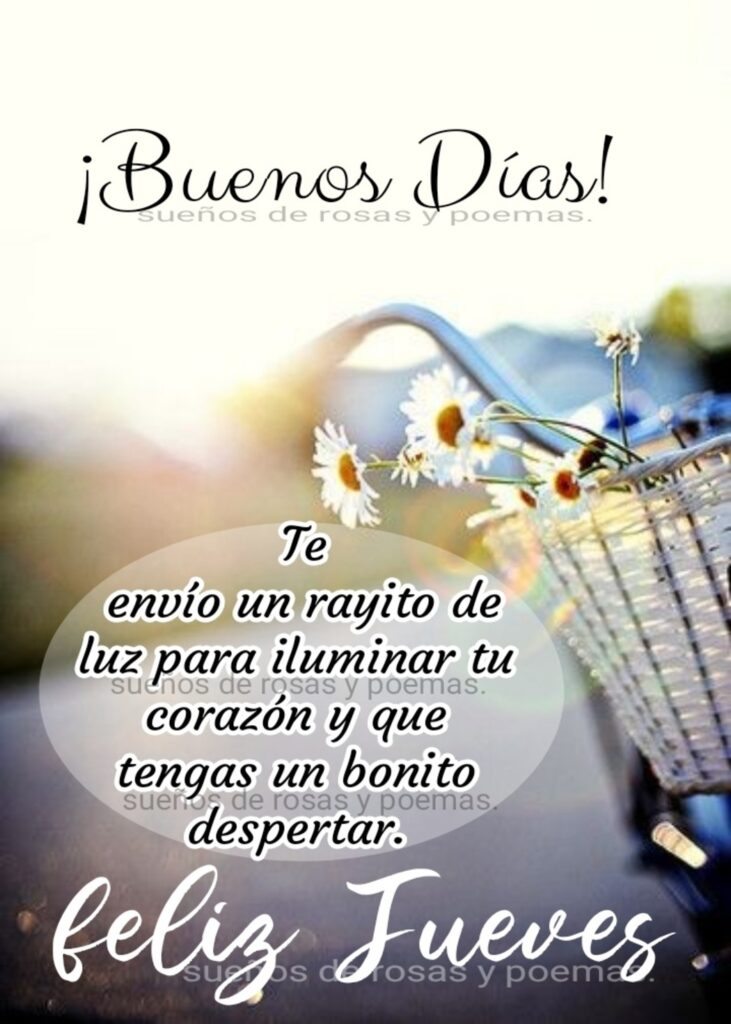 ¡Buenos Días! Te envío un rayito de luz para iluminar tu corazón y que tengas un bonito despertar. Feliz Jueves