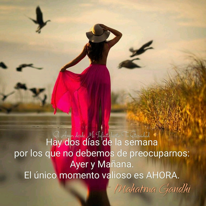 Hay dos días de la semana por que no debemos de preocuparnos: Ayer y Mañana. El único momento valioso es AHORA. (Mahatma Gandhi)