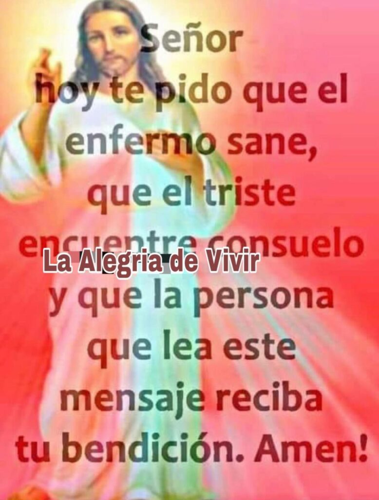 Señor hoy te pido que el enfermo sane, que el triste encuentre consuelo y que la persona que lea este mensaje reciba tu bendición. Amen! (La alegria de vivir)