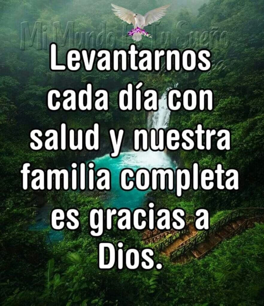 Levantarnos cada día con salud y nuestra familia completa es gracias a Dios.