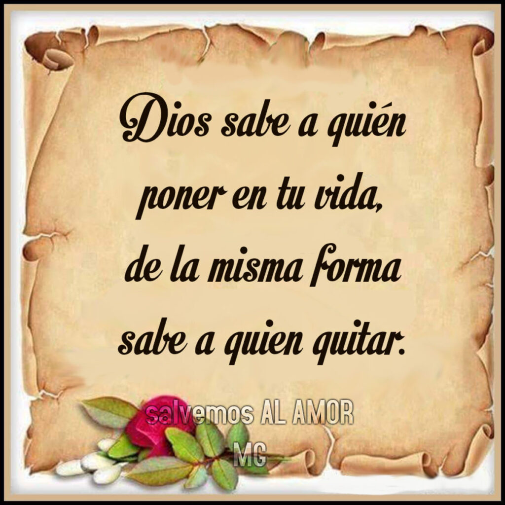 Dios sabe a quién poner en tu vida, de la misma forma sabe a quien quirar.