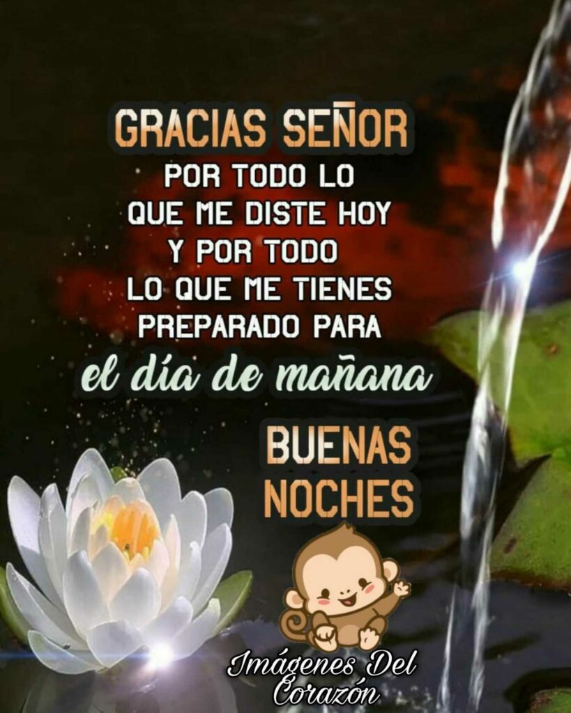 GRACIAS SEÑOR, por todo lo que me diste hoy y por todo lo que me tienes preparado para el día de mañana. BUENAS NOCHES