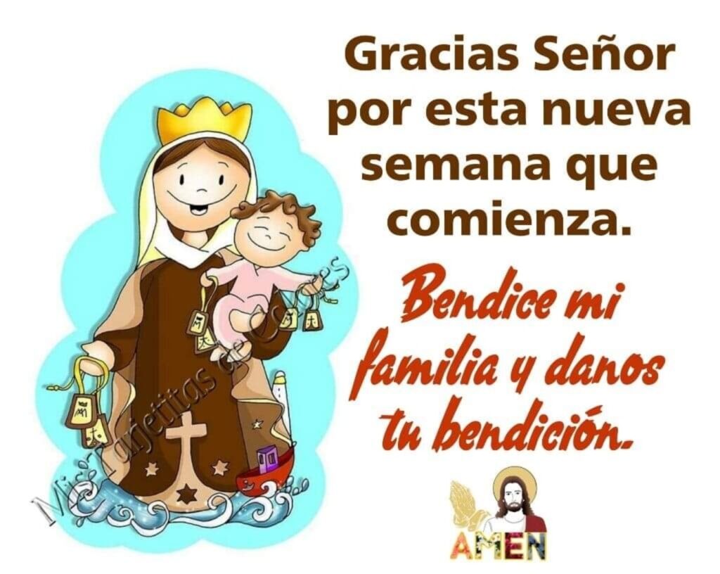 Gracias Señor por esta nueva semana que comienza. Bendice mi familia y danos tu bendición. AMEN