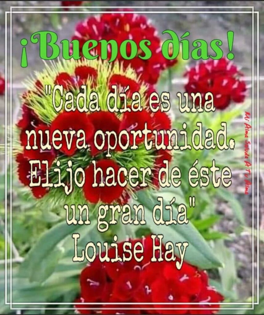 ¡Buenos Días! "Cada día es una nueva oportunidad. Elijo hacer de éste un gran día." Louise Hay