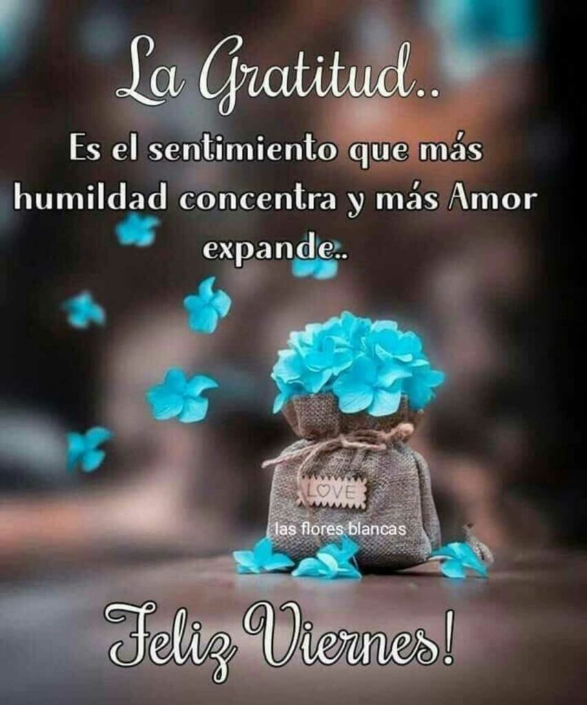 La gratitud... Es el sentimiento que más humildad concentra y más amor expande... Feliz Viernes !