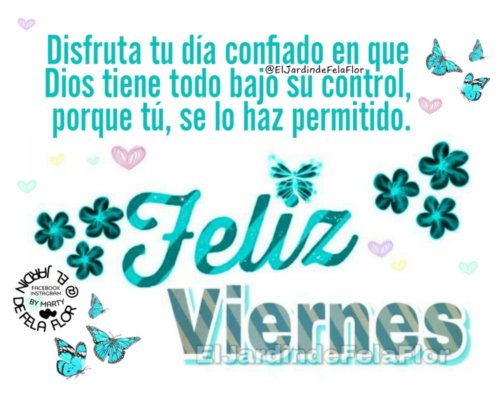 Disfruta tu día confiando en que Dios tiene todo bajo su control, porque tú, se lo haz permitido. Feliz Viernes (El jardin de Fela Flor)