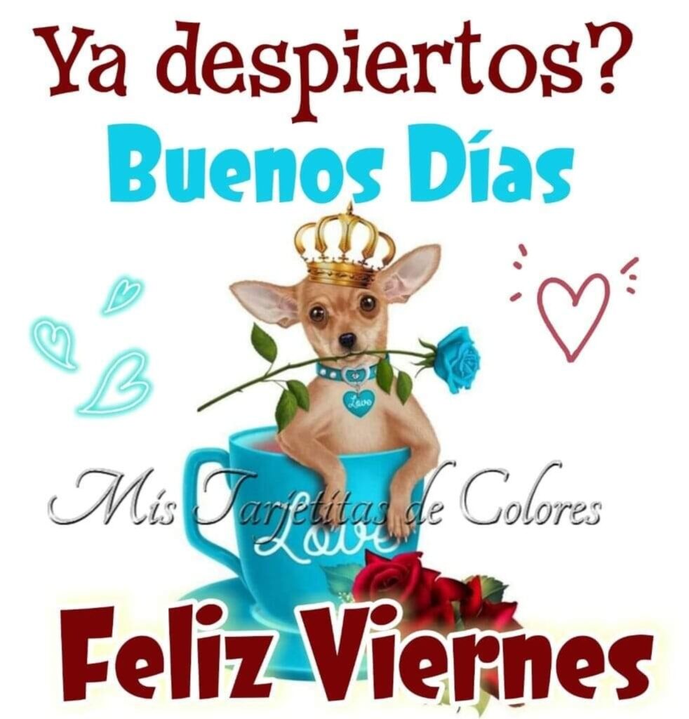 Ya despiertos? Buenos Días, Feliz Viernes (Mis tarjetitas de colores)